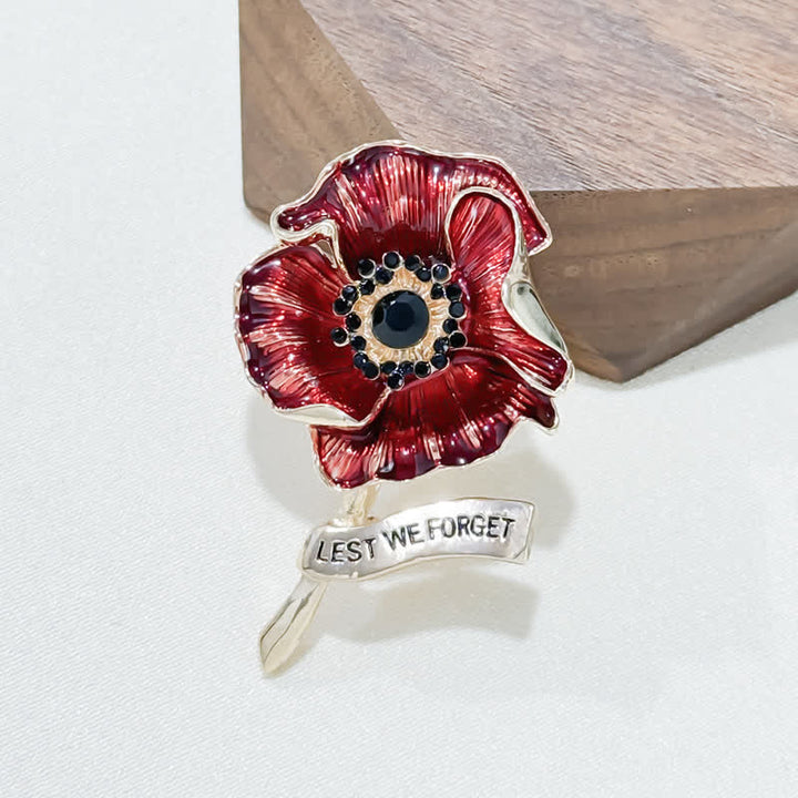 Broche coquelicot rouge « Jour du Souvenir, n'oublions pas »