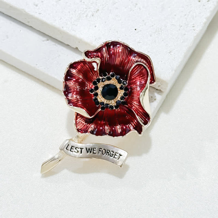 Broche coquelicot rouge « Jour du Souvenir, n'oublions pas »
