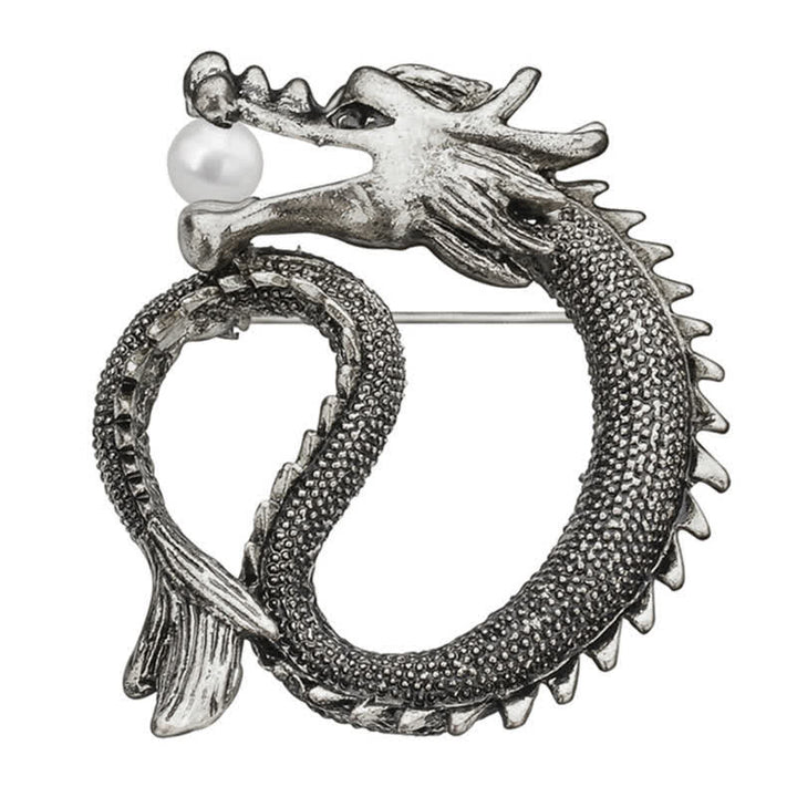 Broche pour homme en imitation perle de dragon aux tonnes antiques
