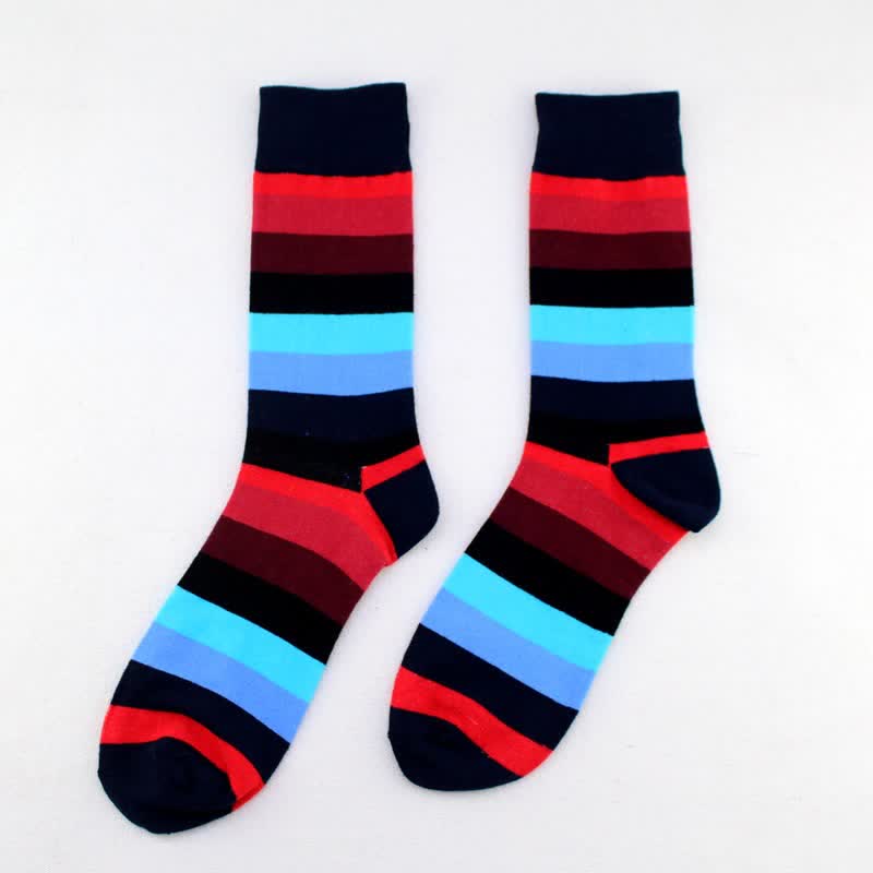 Chaussettes en coton à rayures arc-en-ciel colorées pour hommes