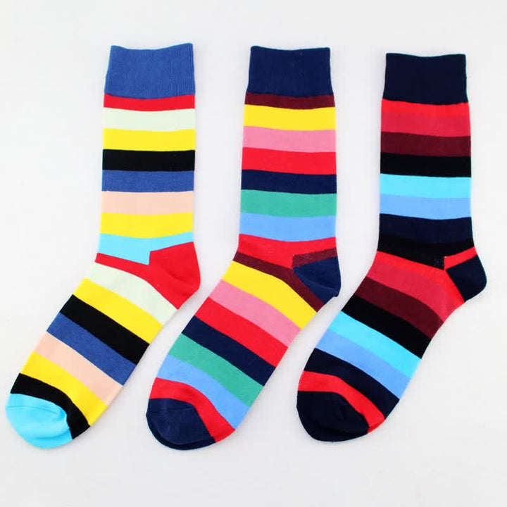 Chaussettes en coton à rayures arc-en-ciel colorées pour hommes