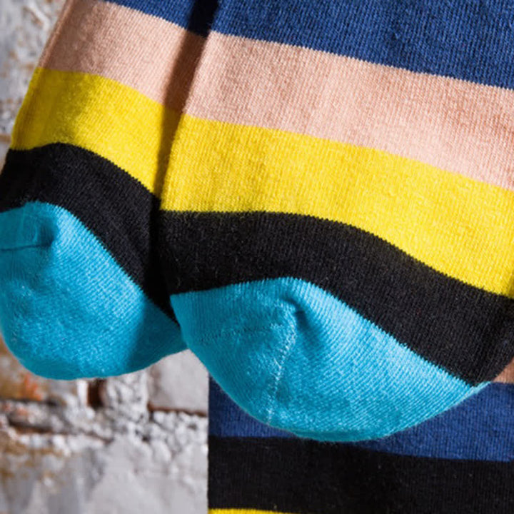 Chaussettes en coton à rayures arc-en-ciel colorées pour hommes