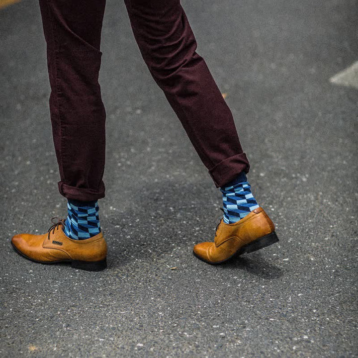 Chaussettes fantaisie amusantes en coton à carreaux pour hommes