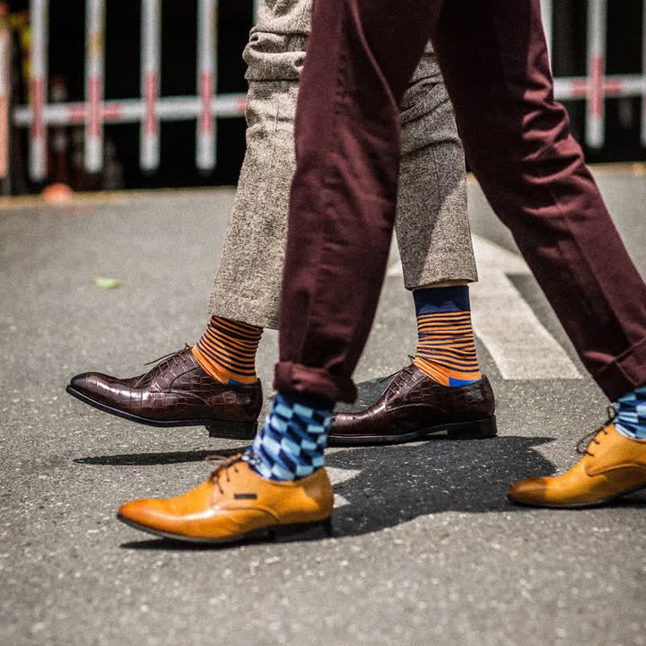 Chaussettes fantaisie amusantes en coton à carreaux pour hommes