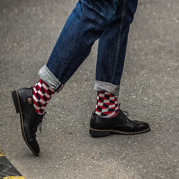 Chaussettes fantaisie amusantes en coton à carreaux pour hommes