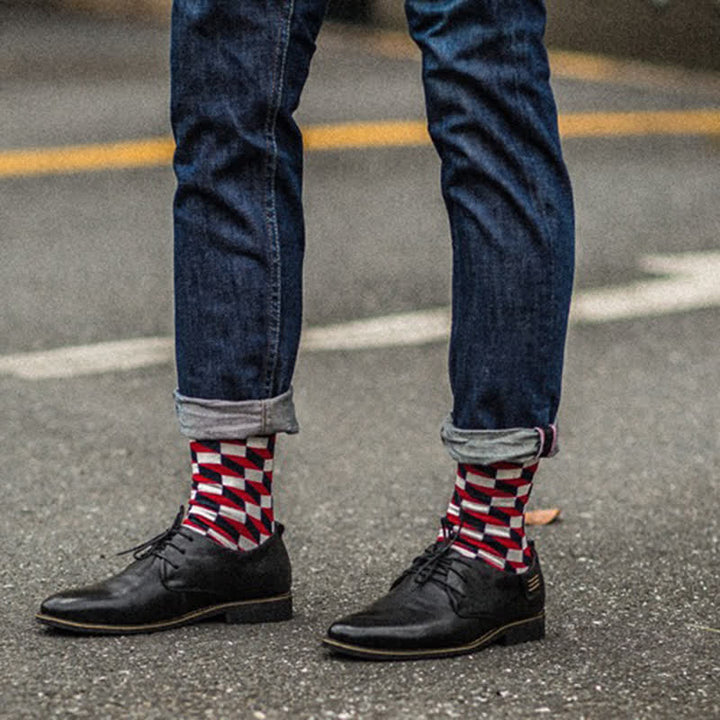 Chaussettes fantaisie amusantes en coton à carreaux pour hommes