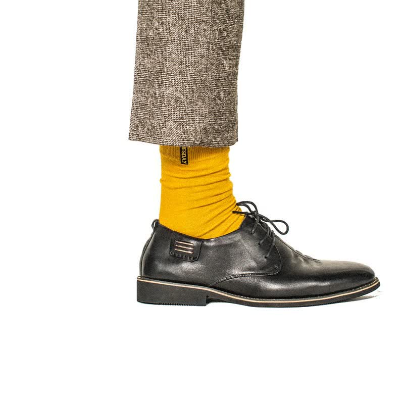Chaussettes en coton de couleur unie pour hommes, style gentleman britannique