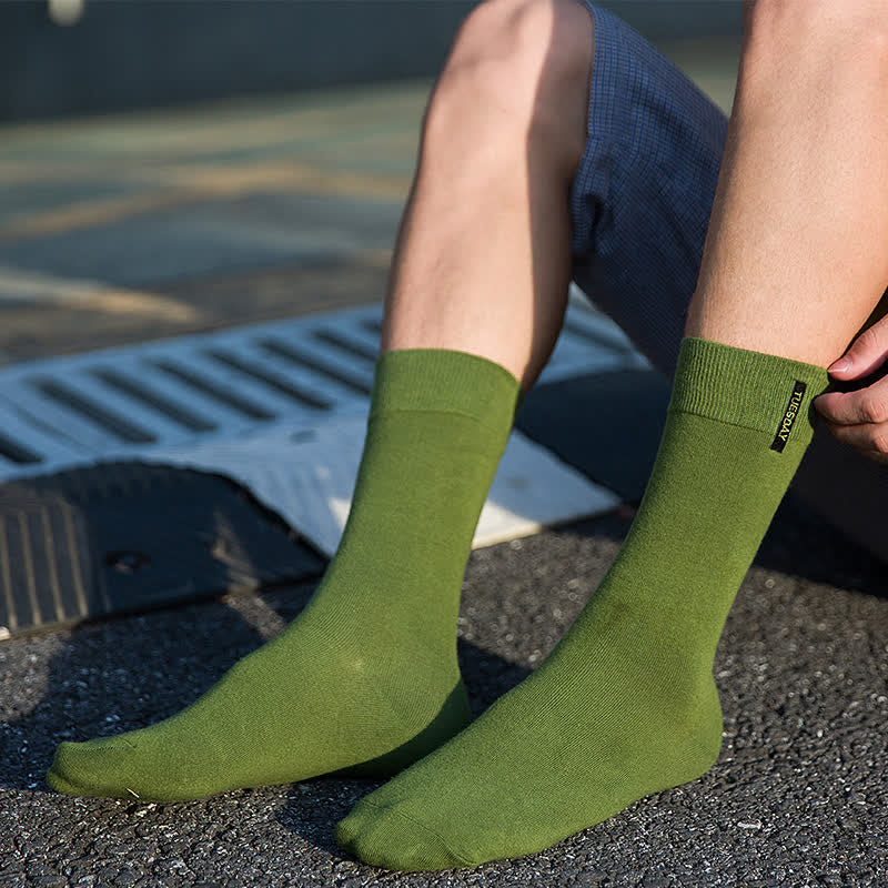 Chaussettes en coton de couleur unie pour hommes, style gentleman britannique