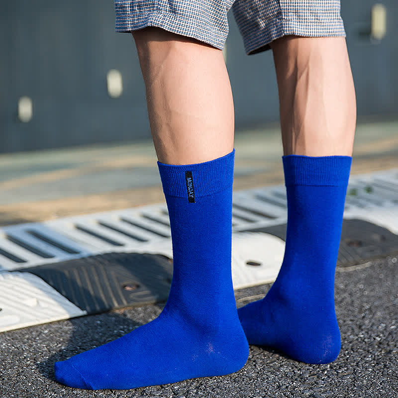 Chaussettes en coton de couleur unie pour hommes, style gentleman britannique