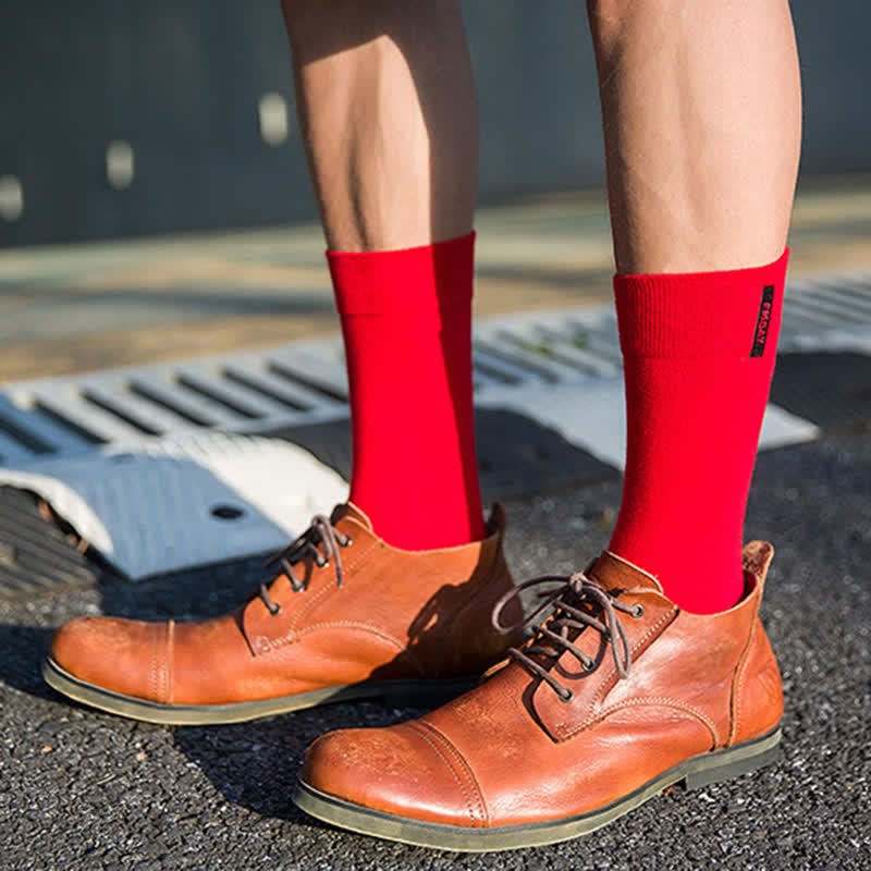 Chaussettes en coton de couleur unie pour hommes, style gentleman britannique