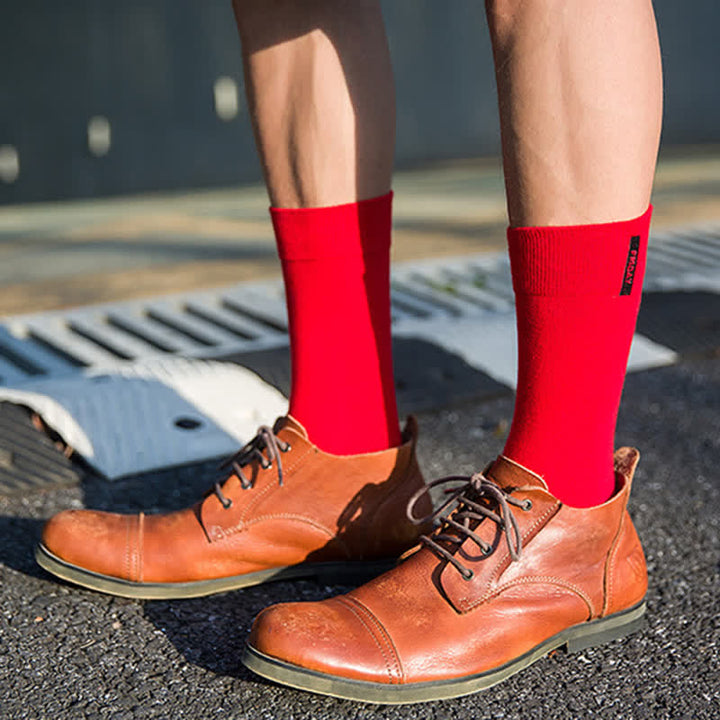 Chaussettes en coton de couleur unie pour hommes, style gentleman britannique
