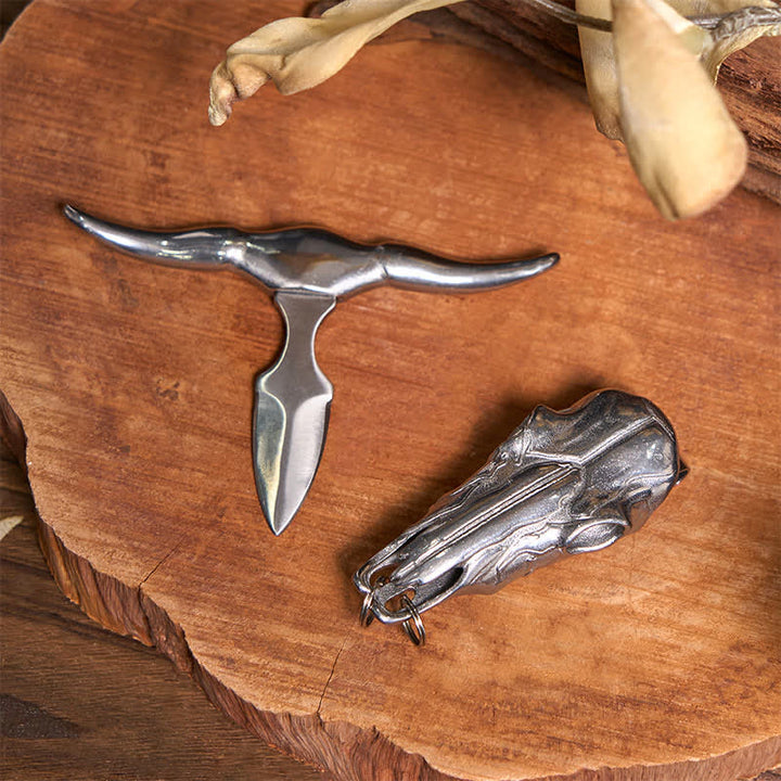 Pendentif taureau Longhorn DIY, croix, couteau caché, ensemble de pendentifs taureaux - image 1