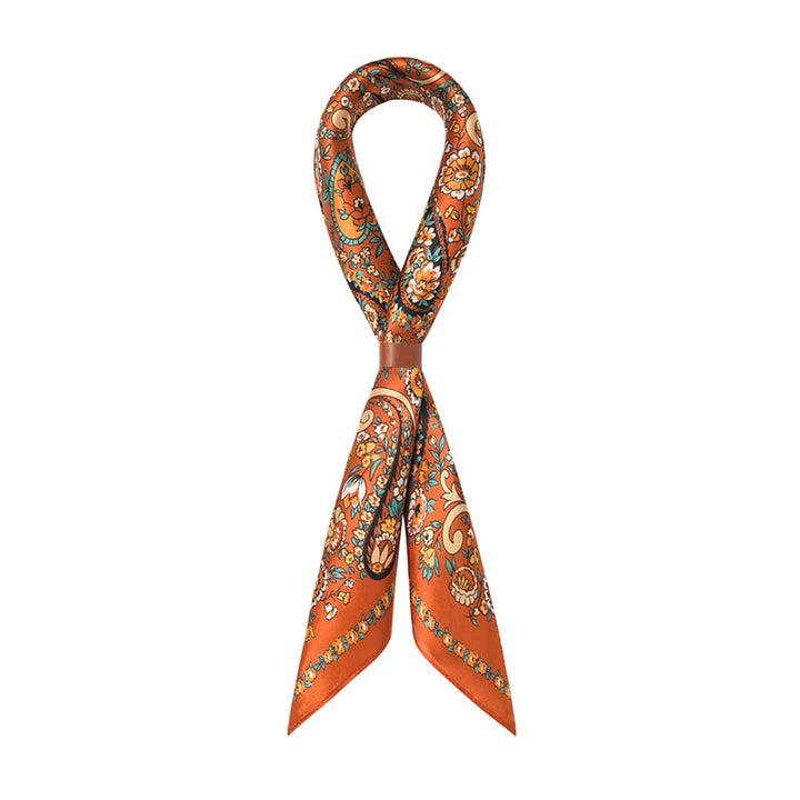 Foulard carré à imprimé cachemire orange sauvage de style occidental