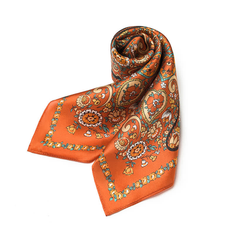 Foulard carré à imprimé cachemire orange sauvage de style occidental