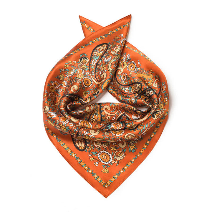 Foulard carré à imprimé cachemire orange sauvage de style occidental