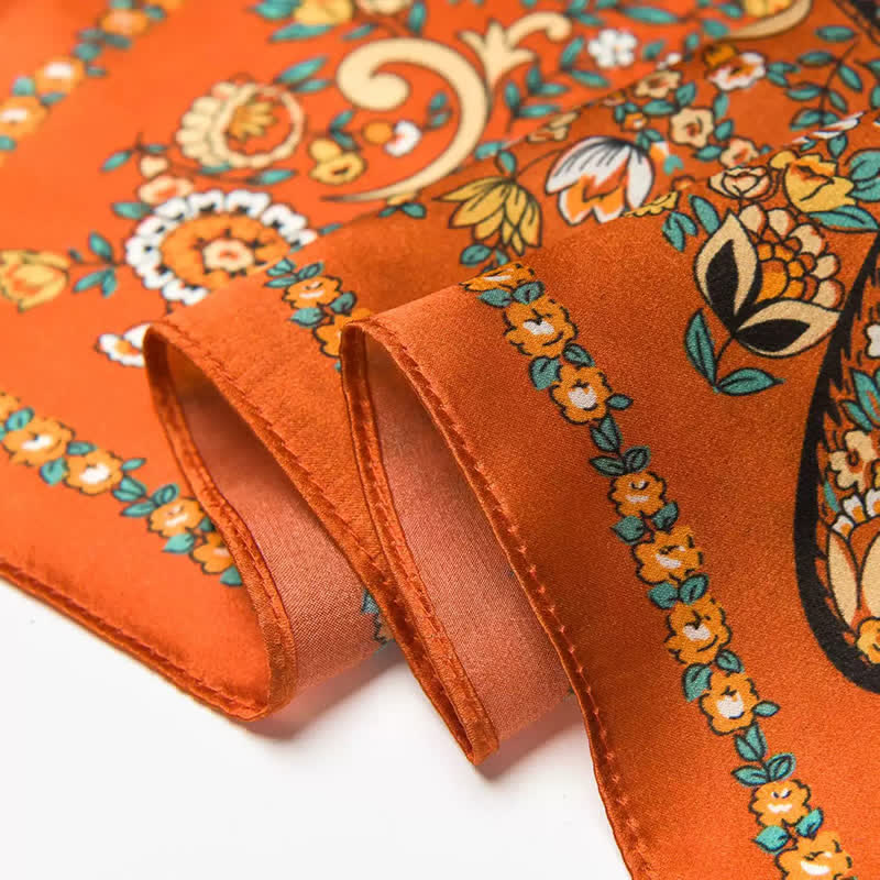 Foulard carré à imprimé cachemire orange sauvage de style occidental