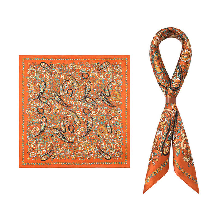 Foulard carré à imprimé cachemire orange sauvage de style occidental