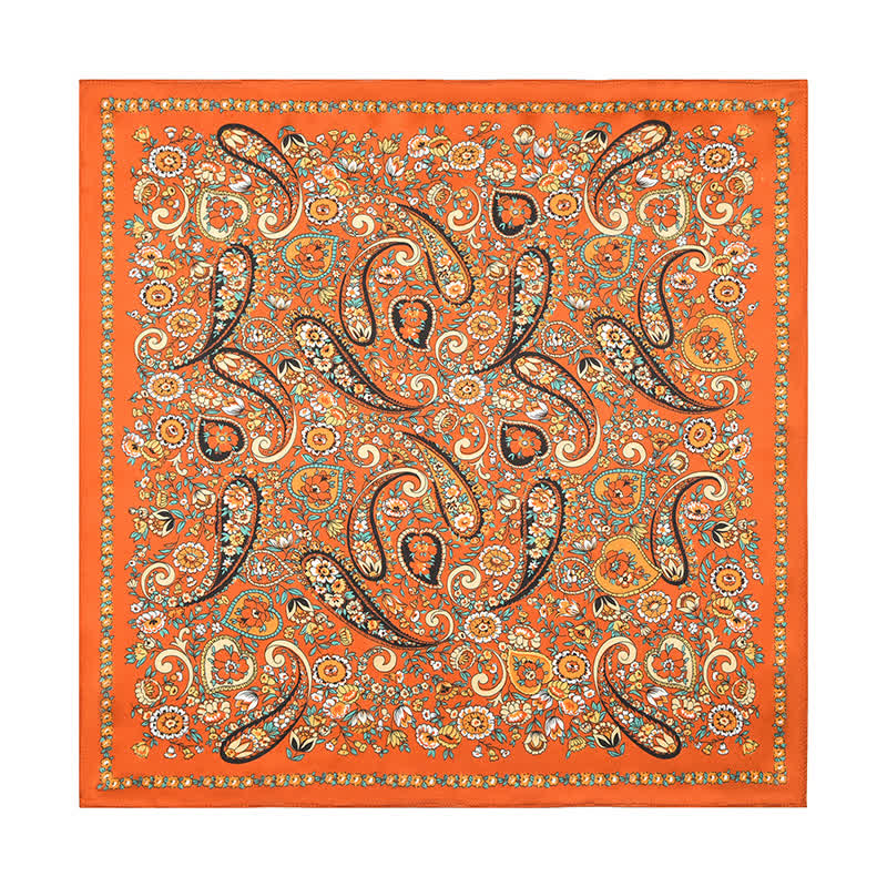 Foulard carré à imprimé cachemire orange sauvage de style occidental