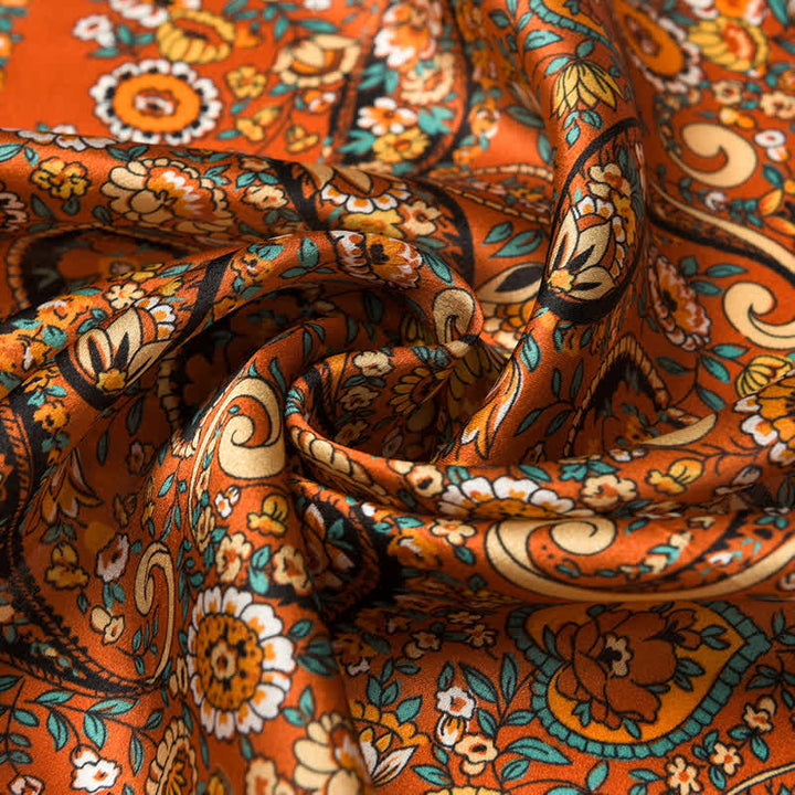 Foulard carré à imprimé cachemire orange sauvage de style occidental