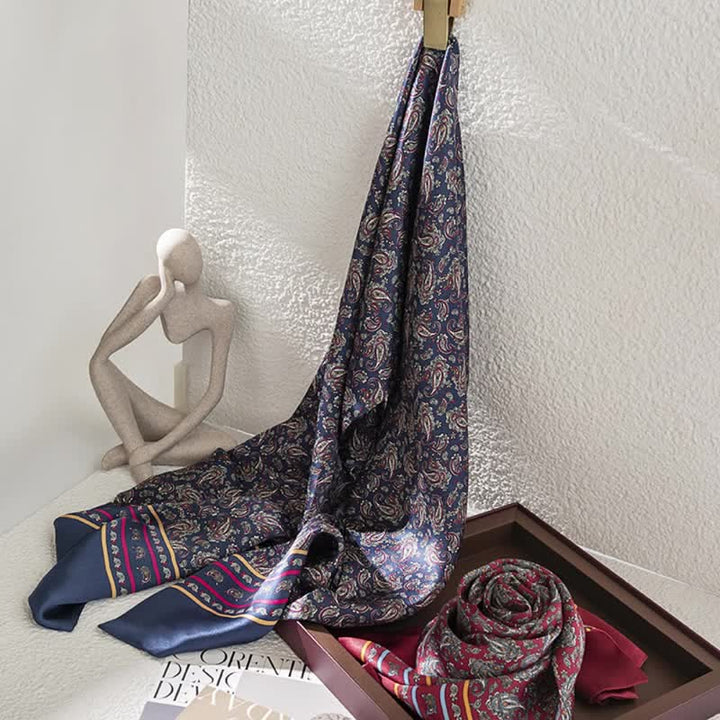 Écharpe longue fine en pure soie à carreaux cachemire vintage pour homme