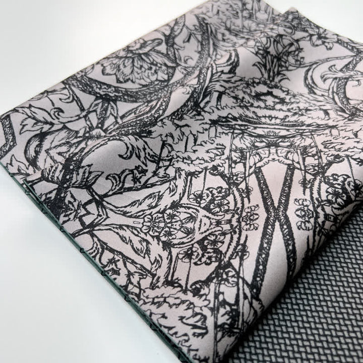Écharpe longue et fine en pure soie à motif floral et quadrillé double face pour homme