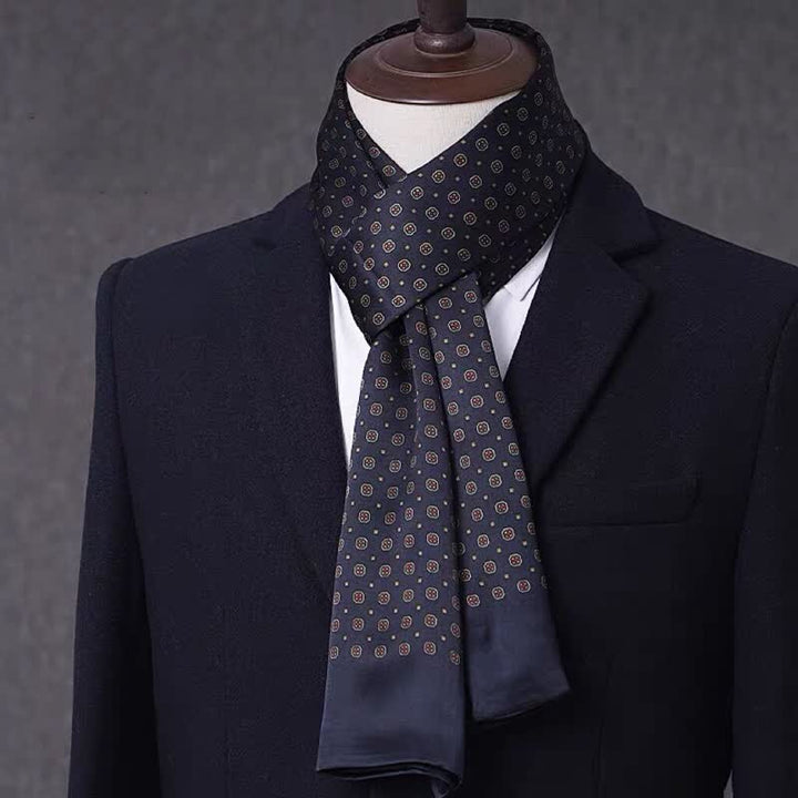 Écharpe longue et fine en pure soie à motif géométrique pour homme