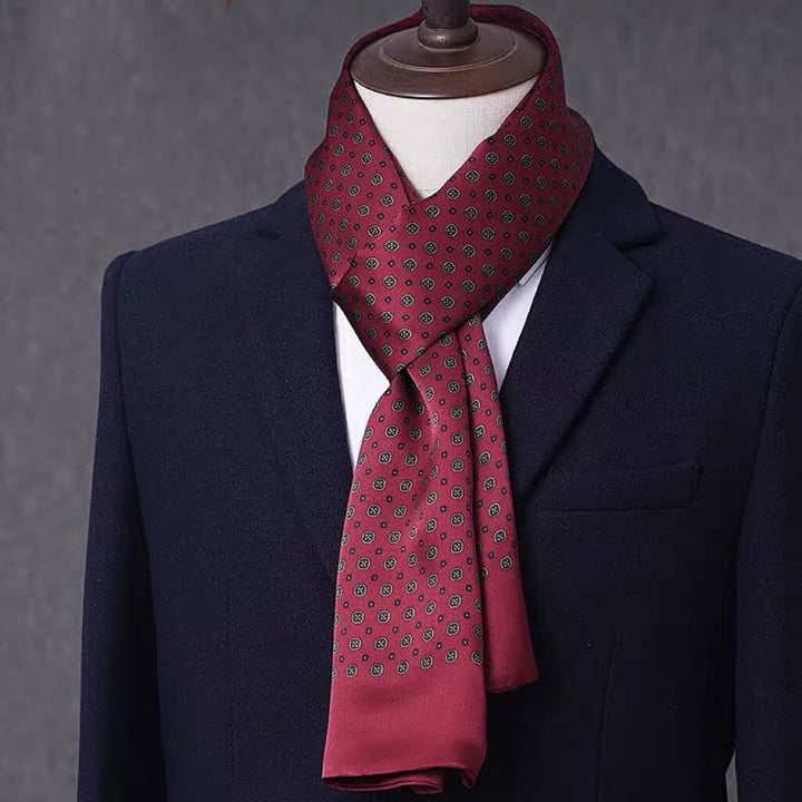 Écharpe longue et fine en pure soie à motif géométrique pour homme
