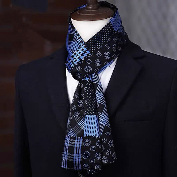Écharpe longue et fine en pure soie à motif géométrique pour homme - Style n° 9 - image 8