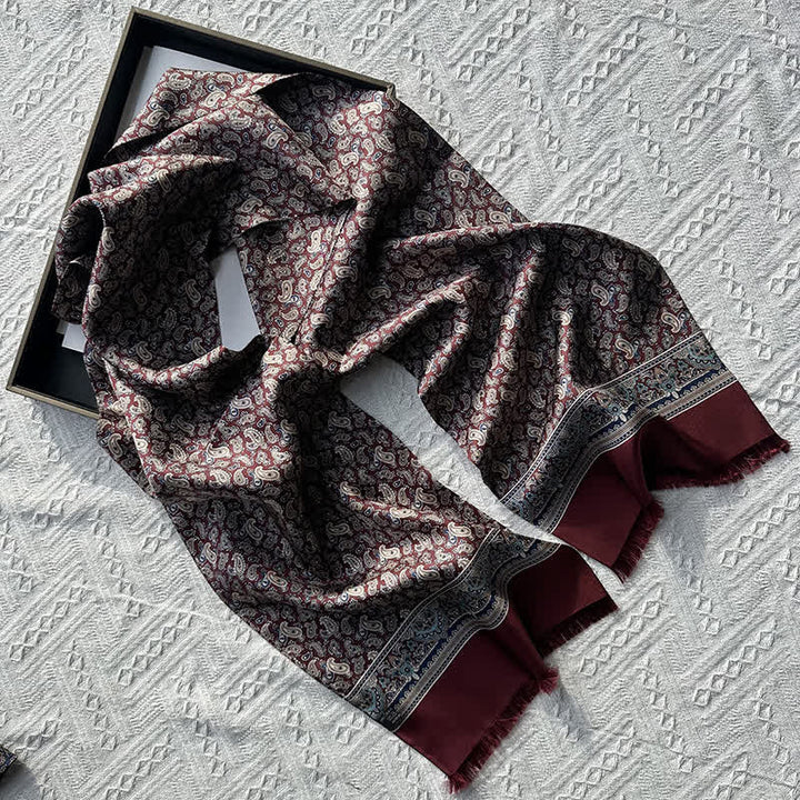 Écharpe longue et fine en pure soie à motif cachemire pour homme, de style britannique