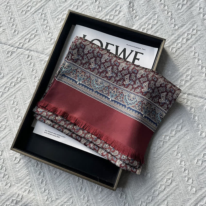 Écharpe longue et fine en pure soie à motif cachemire pour homme, de style britannique