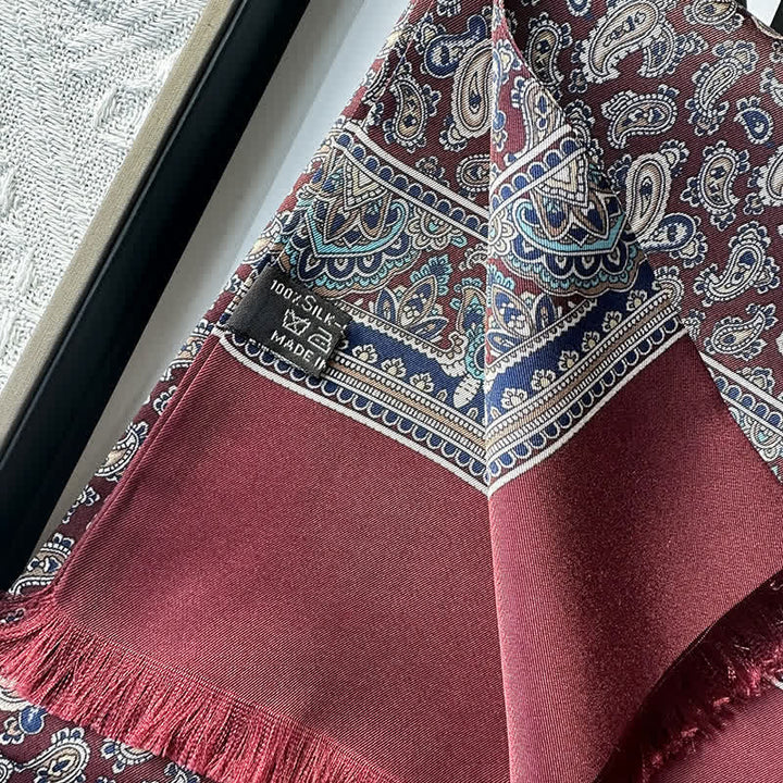 Écharpe longue et fine en pure soie à motif cachemire pour homme, de style britannique
