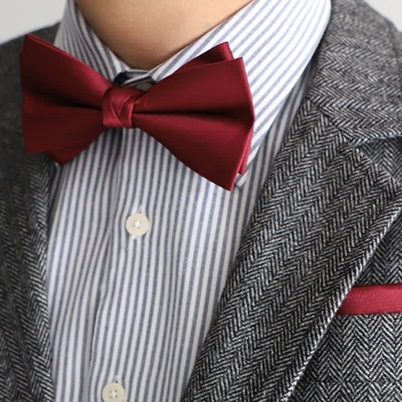 Nœud papillon double épaisseur de couleur unie pour homme - image 1