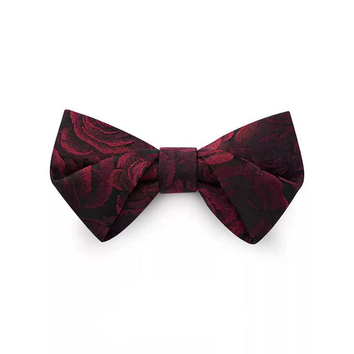 Nœud papillon en jacquard à roses bordeaux pour homme