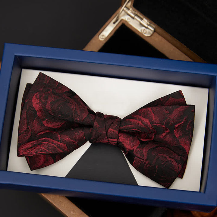 Nœud papillon en jacquard à roses bordeaux pour homme