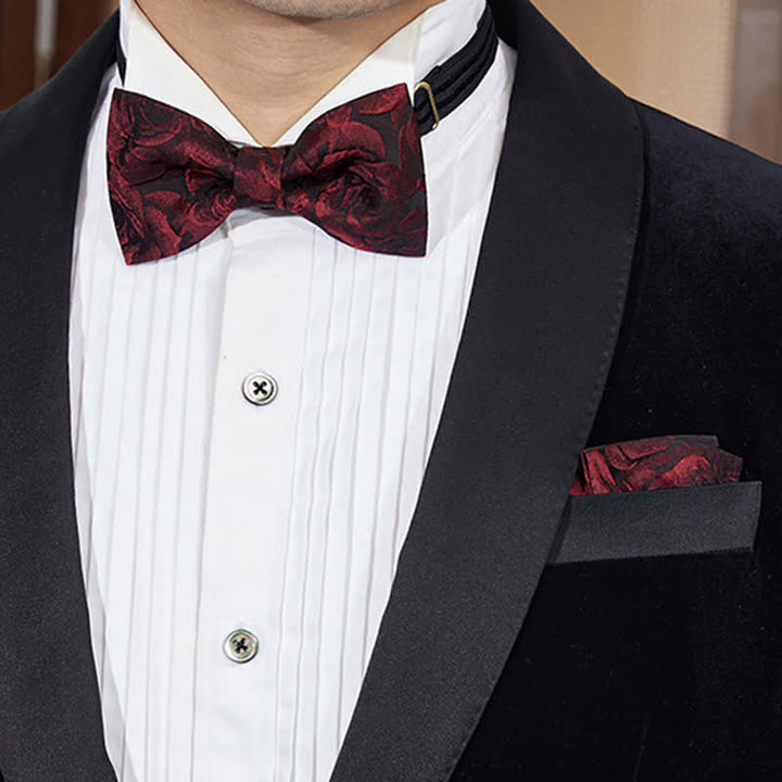 Nœud papillon en jacquard à roses bordeaux pour homme
