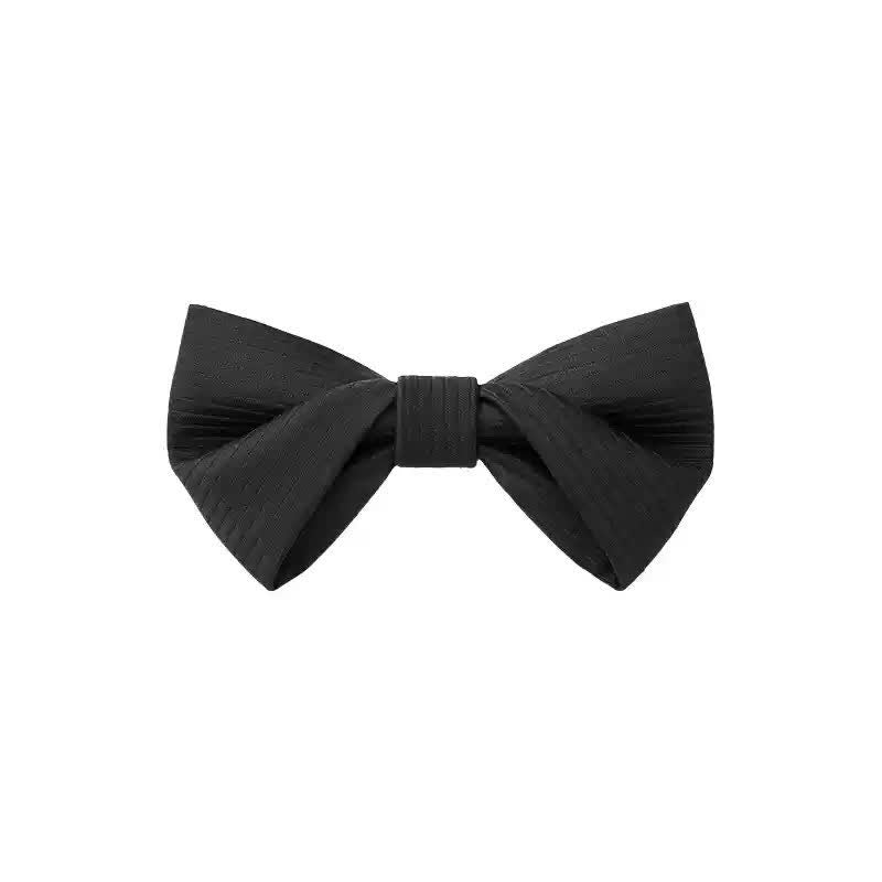 Nœud papillon d'affaires en sergé noir subtil à rayures bleu marine pour homme