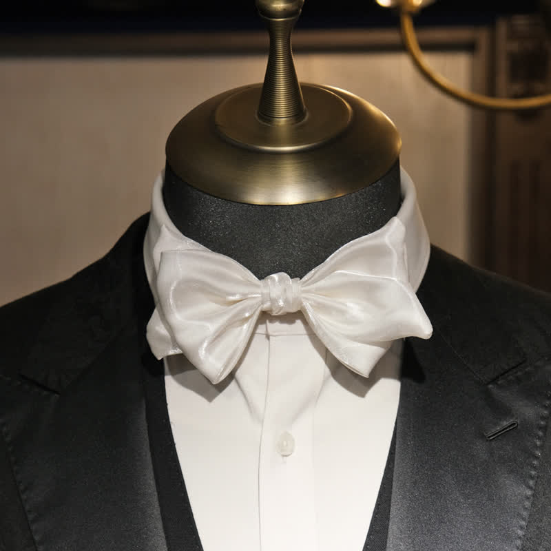 Nœud papillon gracieux pour homme en forme de cygne blanc nacré
