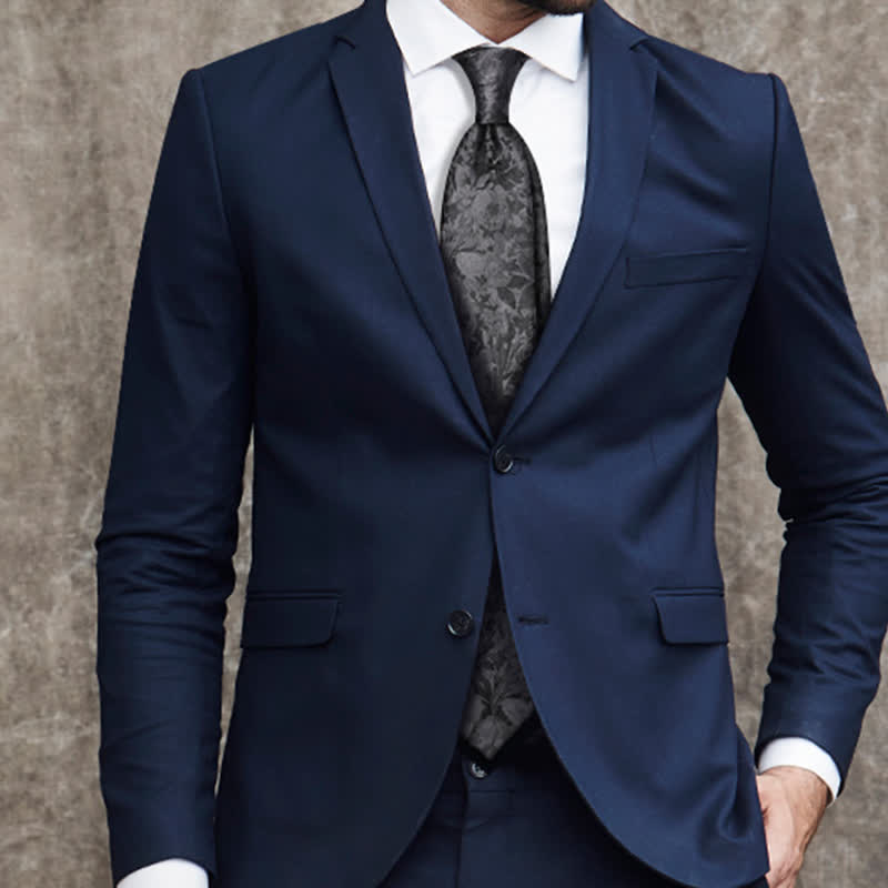 Cravate en pure soie à motif floral gris foncé et noir pour homme