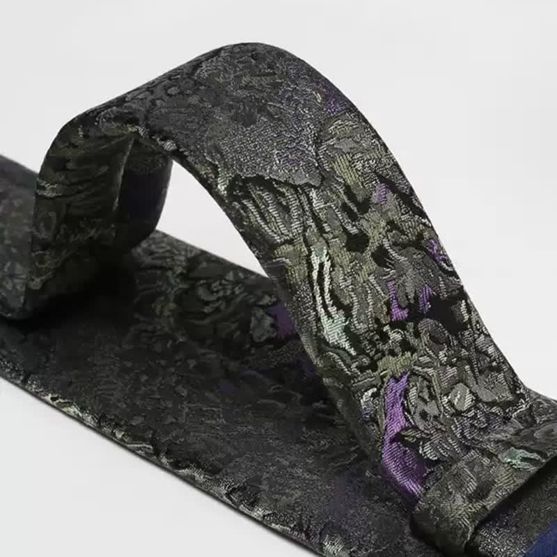 Cravate en soie pure pour homme à motif abstrait délicat violet et gris