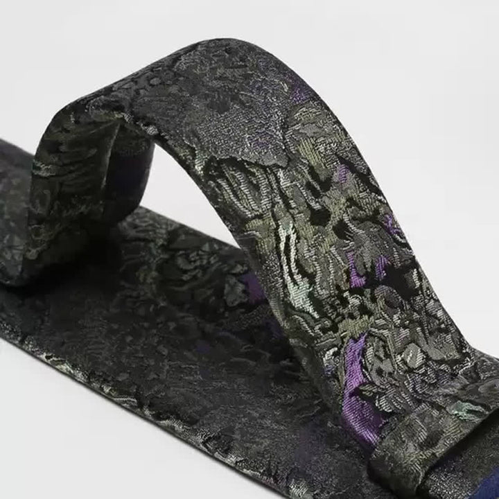 Cravate en soie pure pour homme à motif abstrait délicat violet et gris