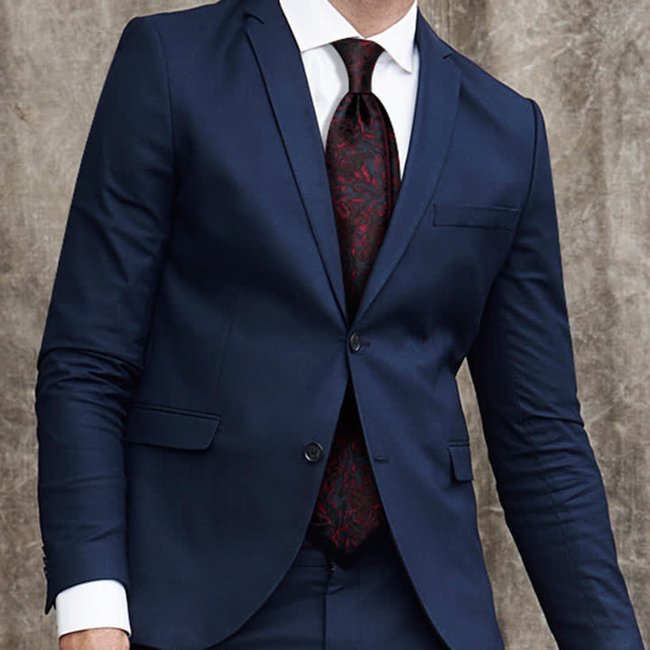 Cravate en pure soie à motif floral rouge foncé vintage pour homme