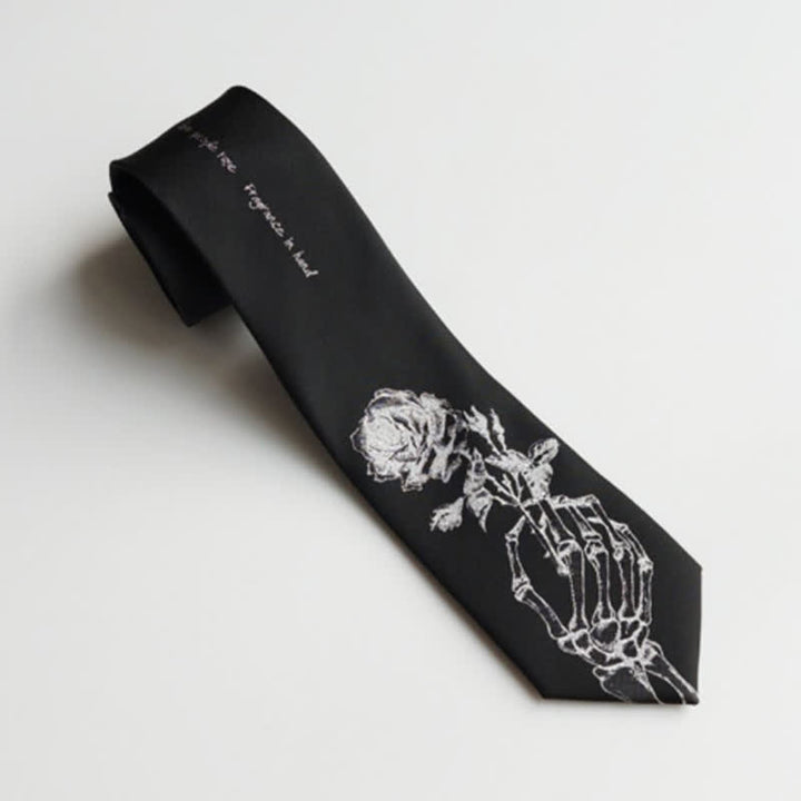 Cravate noire et argentée pour homme avec imprimé rose Give People