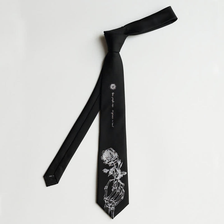 Cravate noire et argentée pour homme avec imprimé rose Give People