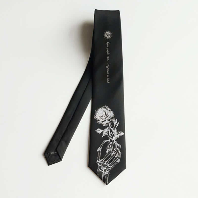 Cravate noire et argentée pour homme avec imprimé rose Give People