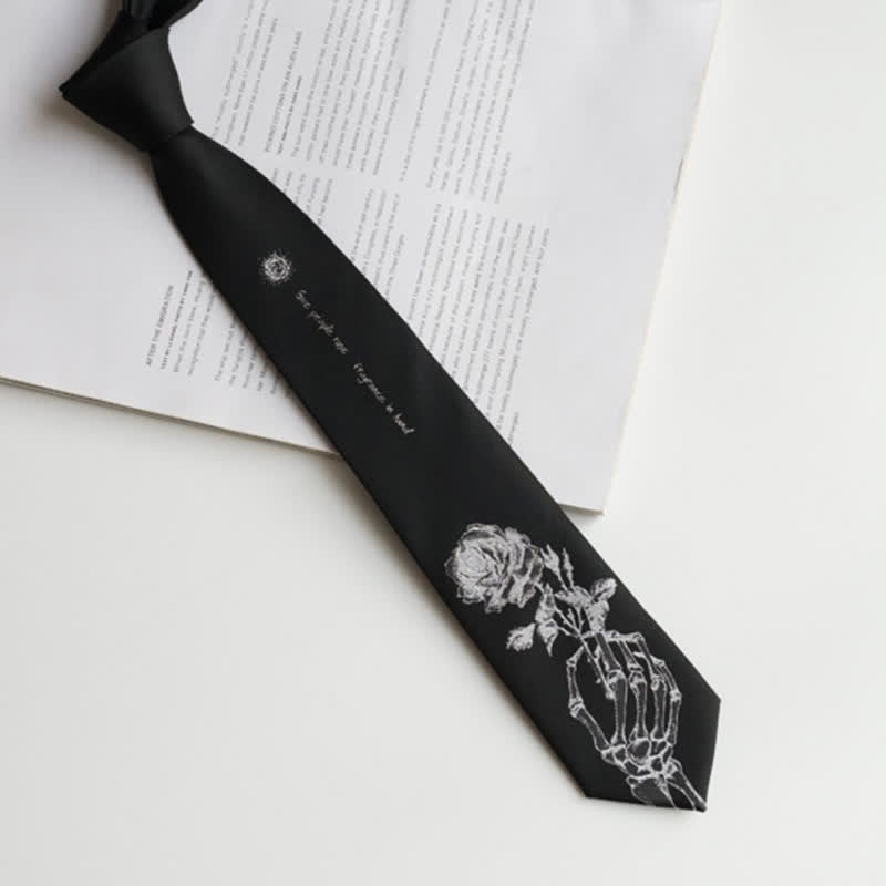 Cravate noire et argentée pour homme avec imprimé rose Give People
