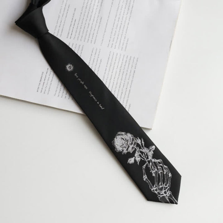 Cravate noire et argentée pour homme avec imprimé rose Give People