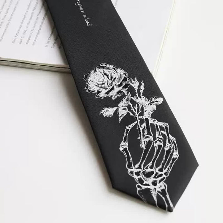 Cravate noire et argentée pour homme avec imprimé rose Give People