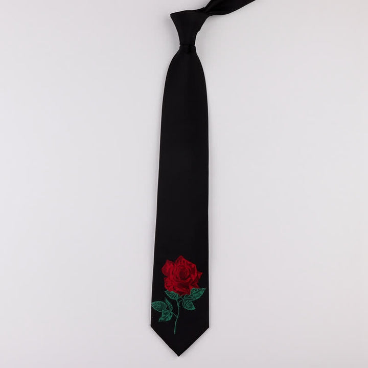 Cravate noire brodée rose bleue Enchantress pour homme
