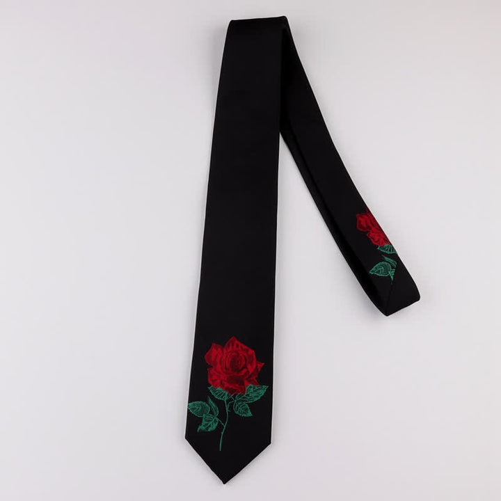 Cravate noire brodée rose bleue Enchantress pour homme