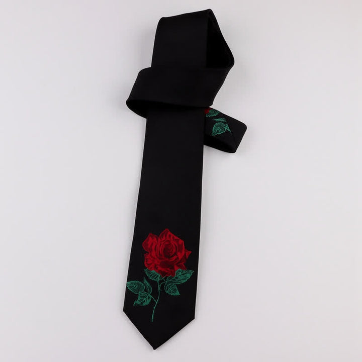 Cravate noire brodée rose bleue Enchantress pour homme